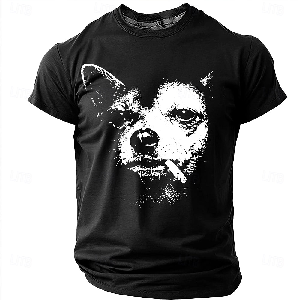 Maglietta da uomo con chihuahua che fuma una sigaretta, streetwear grintoso, meme divertente, vestibilità regolare, stile thug life, cane cattivo, abbigliamento casual quotidiano firmato, taglie S, M, del 2026 a $19.99 –P1
