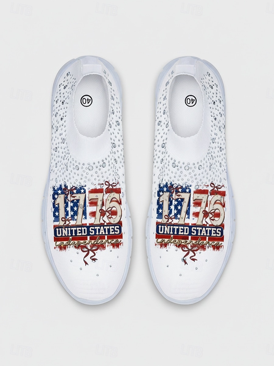 Vereinigte Staaten 250. Jubiläum Damen USA Strick Slipper Sneakers - Leichte atmungsaktive Gehschuhe patriotischer Freizeitstil für Paraden Unabhängigkeitstag Reisen  Alltag 2026 - $32.99 –P2