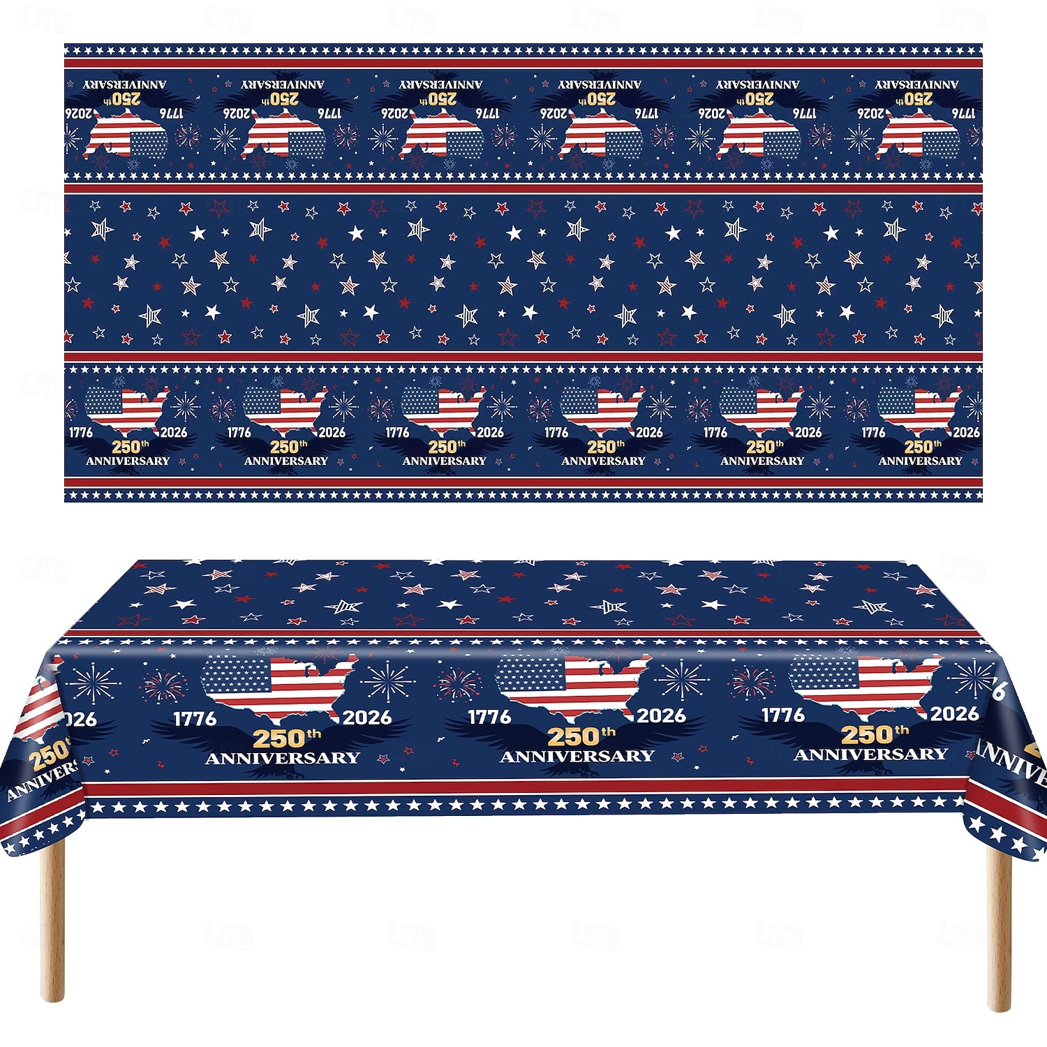Set di stoviglie usa e getta per la festa del 250° anniversario degli Stati Uniti - rosso, bianco &piatti, tazze e tovaglioli blu &Tovaglia, celebrazione patriottica del giorno dell'indipendenza del 2026 a $21.99 –P4