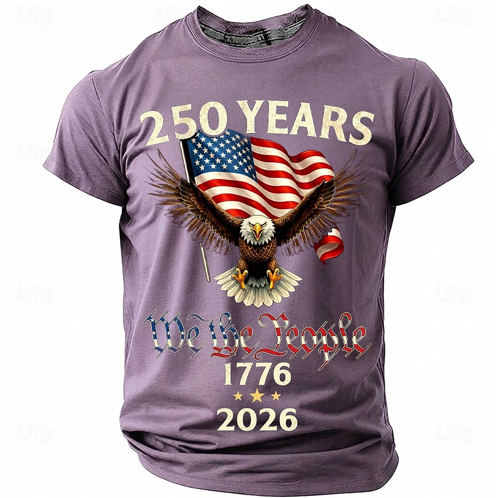 250 Years 1776 2026 We The People Men's Patriotic Bald Eagle American Flag Vintage USA Pride T Shirt Graphic Crew Neck Short Sleeve Independence Day Celebration Gift Designer Clothing Apparel 2026 - $18.99 –P9