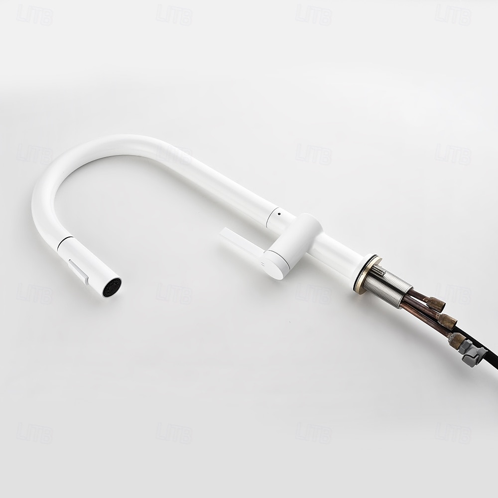 Кухонный смеситель с выдвижным распылителем, однорычажный смеситель с высоким изливом для мойки, прочная латунная конструкция, двухфункциональная распылительная головка, простая установка. 2026 - $216.99 –P31