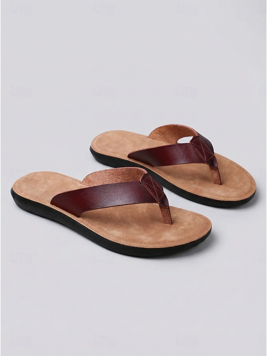 Sandalias de dedo color marrón claro para mujer: chanclas cómodas y acolchadas con tiras de piel sintética para vacaciones en la playa y viajes de verano. &Relajación informal al aire libre 2026 - $34.99 –P6