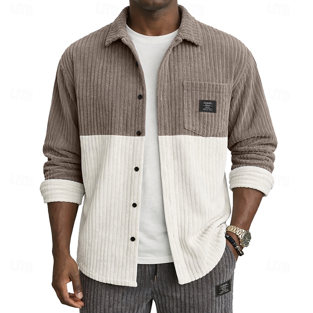 Homens Camisa Social Camisa casual Camiseta de Veludo camisa de botão Preto Vinho Azul Marinha Caqui Cinzento Manga Longa Tecido Colarinho de Camisa Casual Diário Bolso frontal Roupa Elegante Moda de 2026 por $29.99 –P4