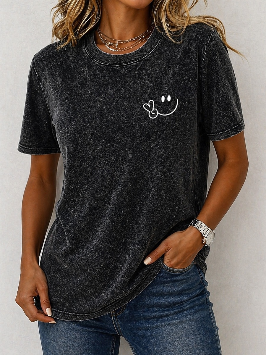 Pentru femei 100% Βαμβάκι Tricou Cămașă din bumbac Topuri cu spălare vintage Simplu Epocă Modă Stilat Manșon scurt Stil Nautic Rotund Topuri obișnuite Casual Zilnic Ieșire Albastru piscină Gri și Alb 2026 - $29.99 –P2