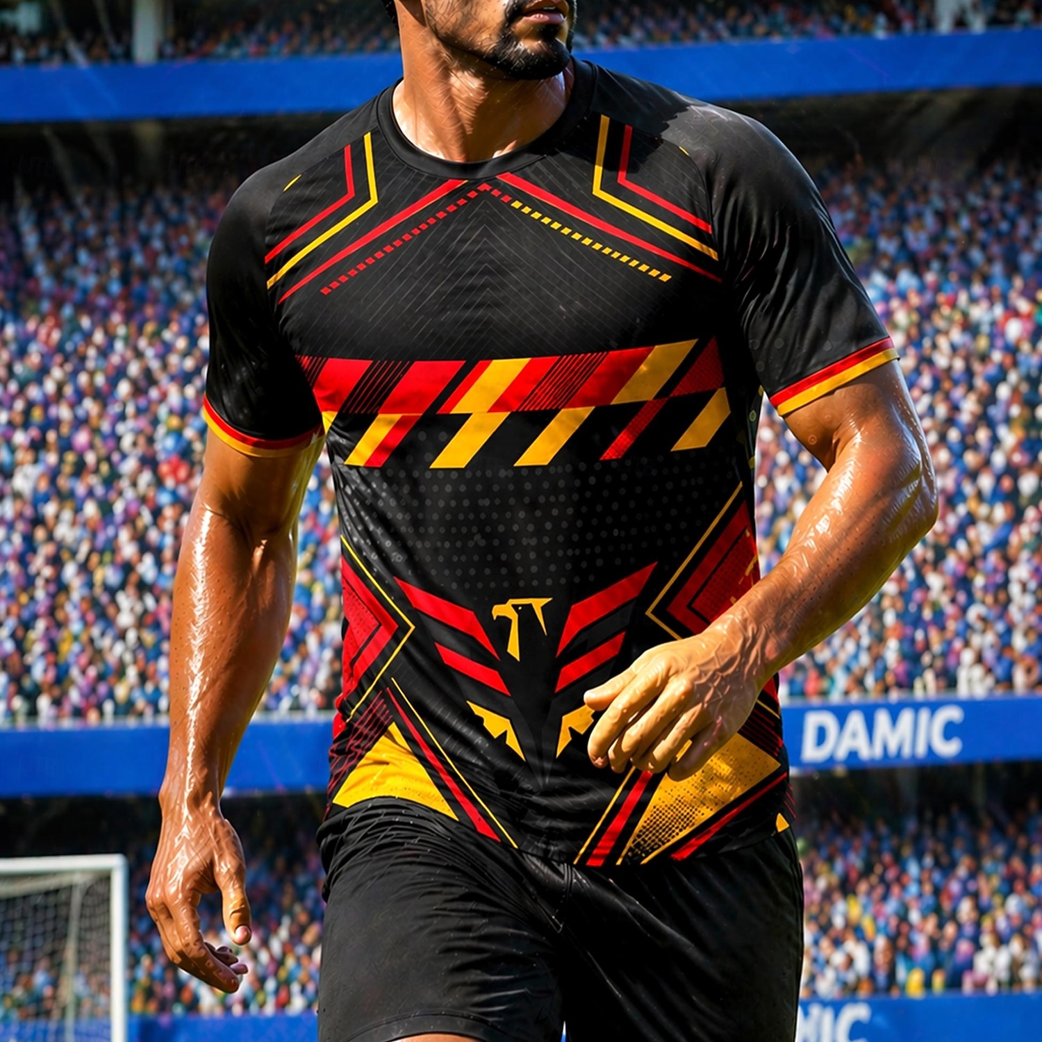 Germany Style Men's Soccer Jersey Geometric Athletic Summer Short Sleeve T-Shirt UPF 50 Quick Dry Breathable mesh fabric 2026 Soccer Fan Tee Tournament Football Gym Running Sports Yellow Black 2026 - $18.99 –P1
