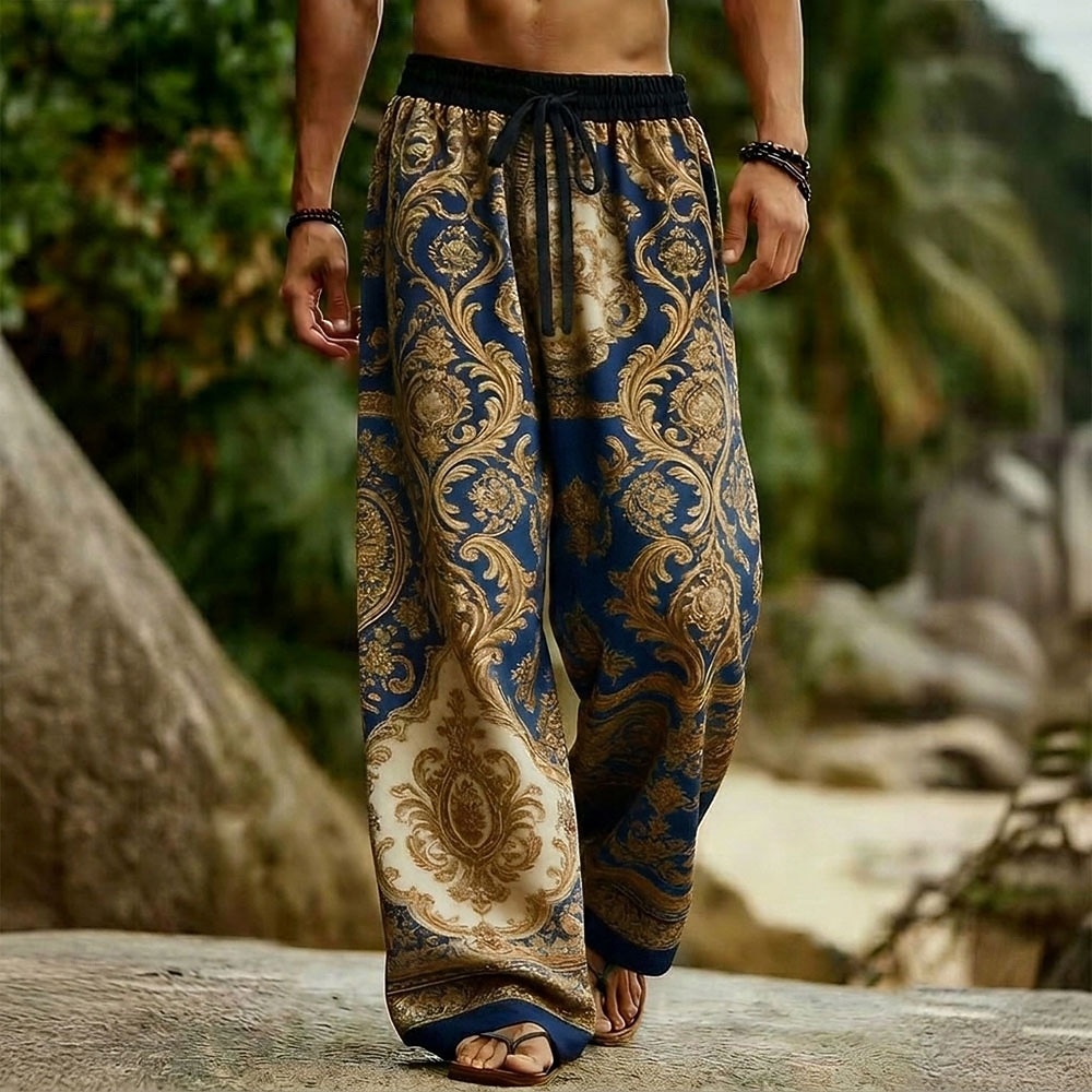 Per uomo Paisley Stampa Floreale Etnico Pantaloni Pantaloni casual Pantaloni Larghi Misura del girovita medio Boho Vintage Retrò Casa All'aperto Vacanza Coulisse elastica in vita Pantaloni tipo lino del 2026 a $27.99 –P4