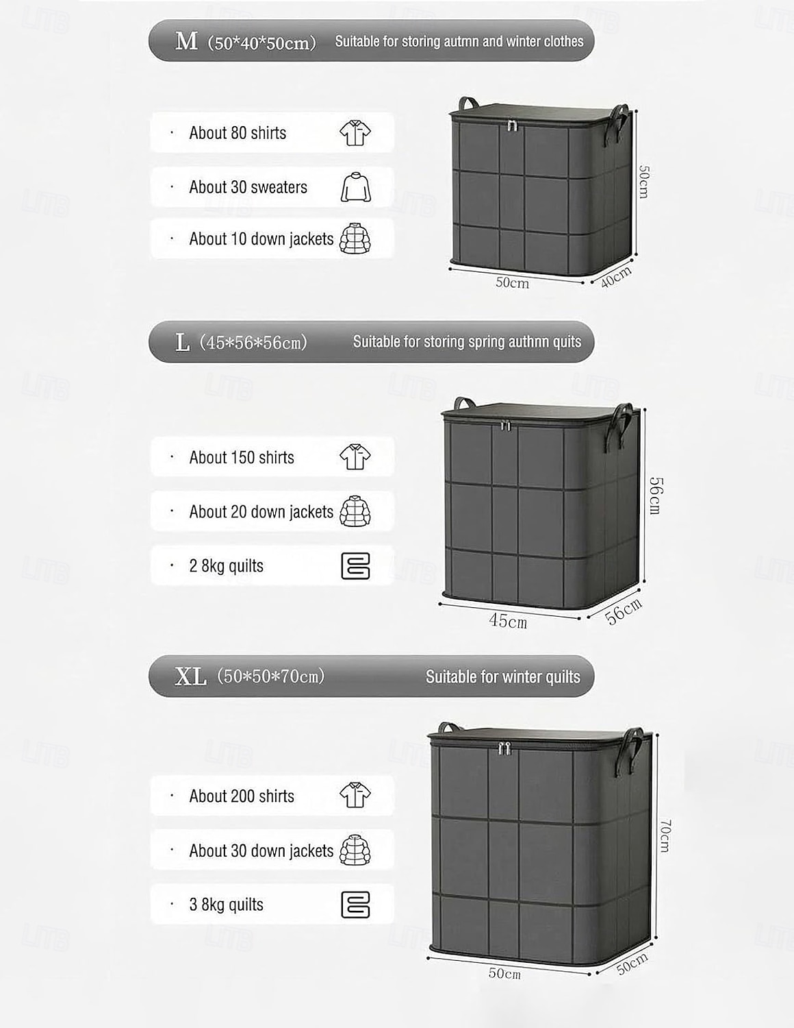 منظم لحاف وفراش مقاوم للغبار مكون من قطعتين، حقائب تخزين كبيرة قابلة للطي بمقابض معززة &سحابات متينة، خزانة ملابس مقاومة للماء &مساحة تخزين أسفل السرير للألحفة والبطانيات والوسائد 2026 - $22.99 –P11