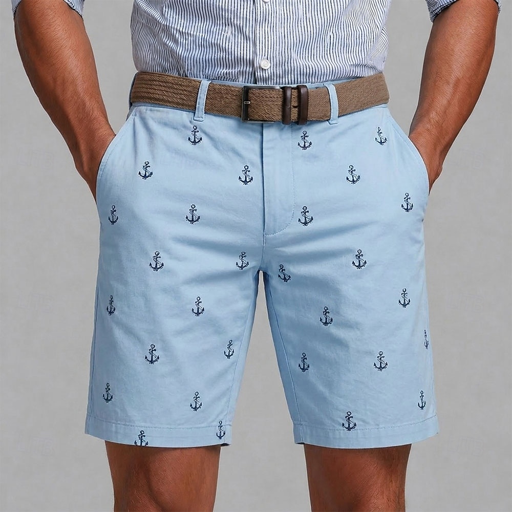 Men's Nautical Anchor Bermuda Shorts Casual Shorts Golf Shorts Mid Waist Business Casual Work Beach Sports Outdoor Flat Front Shorts with 4 Pockets Designer Clothing Apparel 2026 - $25.99 –P4
