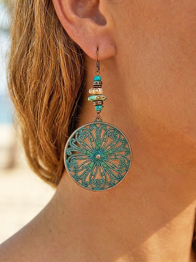 Women's Bohemian Alloy Turquoise Earrings Set, Multi Style Drop and Stud Earring Collection for Beach Vacation, Daily Casual Wear, Travel and Resort Styling 2026 - $9.99 –P3