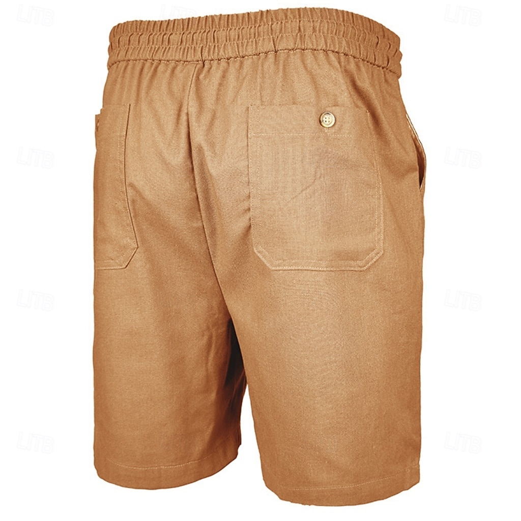Men's Shorts Linen Shorts Summer Shorts Beach Shorts Drawstring Elastic Waist Plain Comfort Breathable Short Daily Outdoor Beach Vacation Fashion Blue Black Inelastic 2026 - $29.99 –P18
