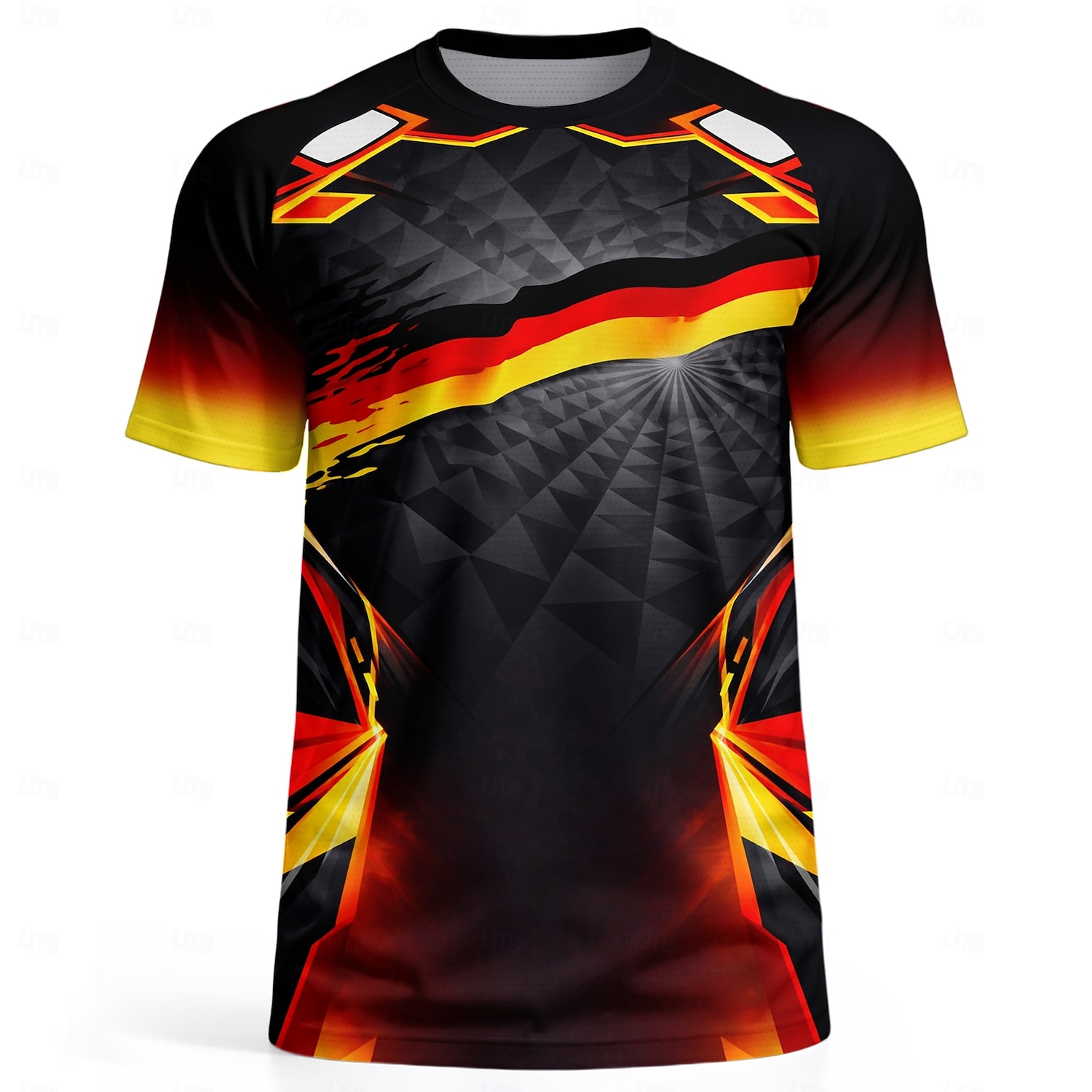 Herren Fußballtrikot Deutschland Sommer Kurzarm Athleisure Spandex UPF 50 Schnelltrocknend Atmungsaktiv Fitnessstudio Laufen Fitness Gelb / schwarz Sportbekleidung Sportkleidung 2026 - $18.99 –P2