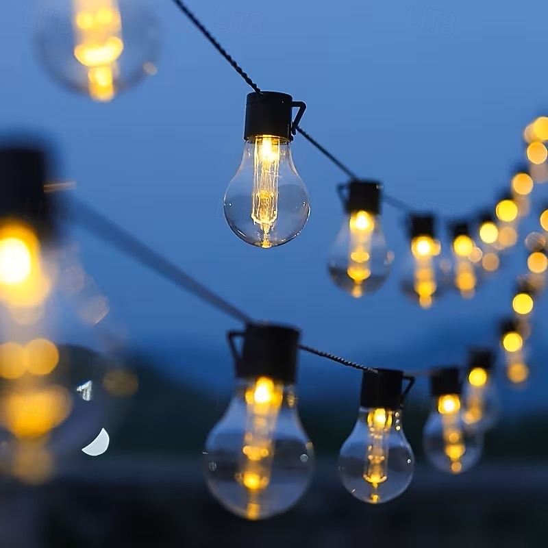 napelemes kültéri kemping hangulatvilágítás 5m 20leds 8 világítási mód napelemes gömb alakú fényfüzér ünnepi esküvői parti kerti erkélydekorációs lámpa 2026 - $35.99 –P2