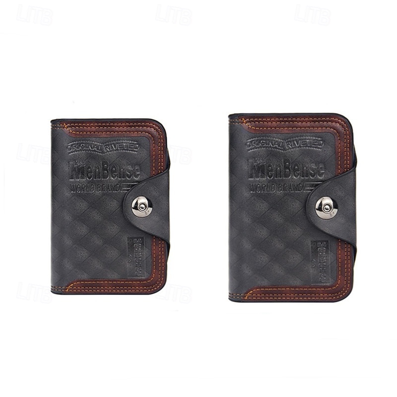 2 Pack Men's Wallet Vintage Retro Bifold PU Leather Purse, Distressed Riveted Short Wallet with Snap Button Closure, Card Holder for Men Boyfriend Father Gift, Brown/Charcoal 2026 - $17.99 –P2