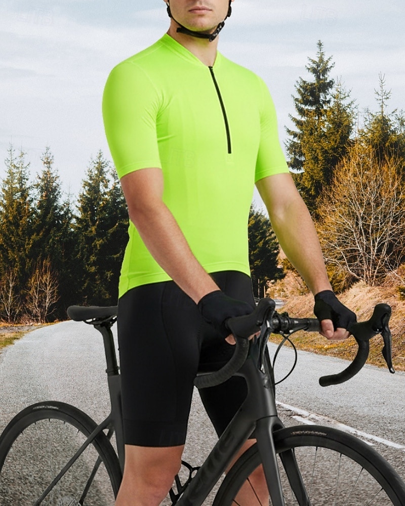 Męskie Koszulka rowerowa Jeden kolor Krótki rękaw Rower Dżersej Top z 3 tylnymi kieszeniami Odporny na UV Szybkie wysychanie Kieszeń na plecach Odvádí pot Sport Czarny Biały Czerwony Odzież 2026 - $26.99 –P12