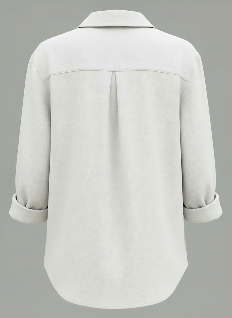 Per donna Camicie di cotone e lino Tasca Bottoni Tinta unica Vintage Elegante Essenziale Manica Lunga Colletto a Camicia Top Regolari Quotidiano Bianco Rosa Azzurro cielo Albicocca Estate Primavera del 2026 a $25.99 –P7