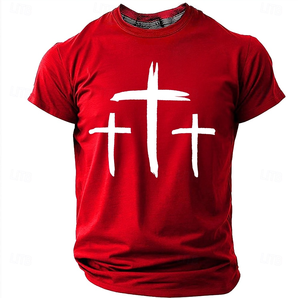 Hombre Cruz Camiseta Manga Corta Camiseta Impresión 3D Cuello Barco Camisa Moda Design Sencillo Casual Diario Fiesta Rojo Verano Primavera Ropa S M L XL XXL XXXL 2026 - $18.99 –P19