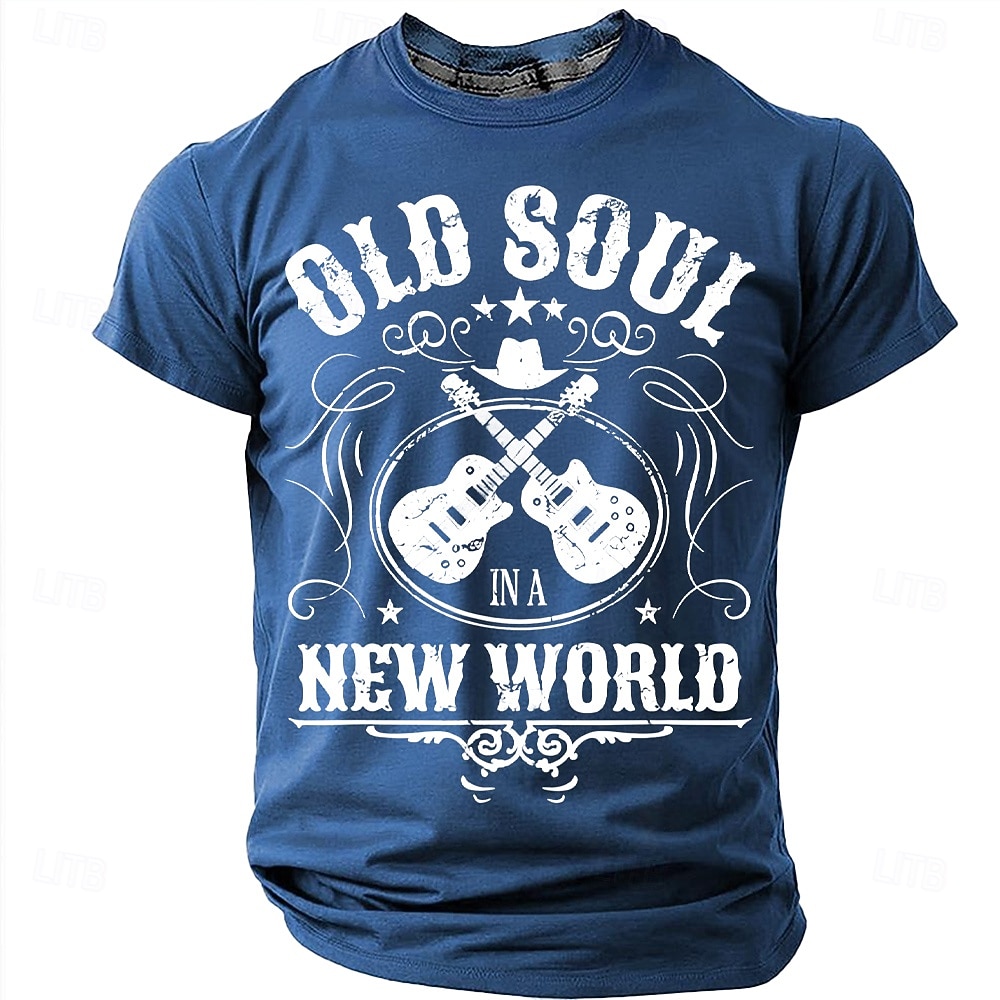 Men's Old Soul In A New World Crossed Guitars Cowboy Hat Stars Vintage Distressed Country Music Retro T Shirt Tee Graphic Regular Fit Casual Concert Gift Designer Clothing Apparel S M L XL XXL XXXL 2026 - $18.99 –P1