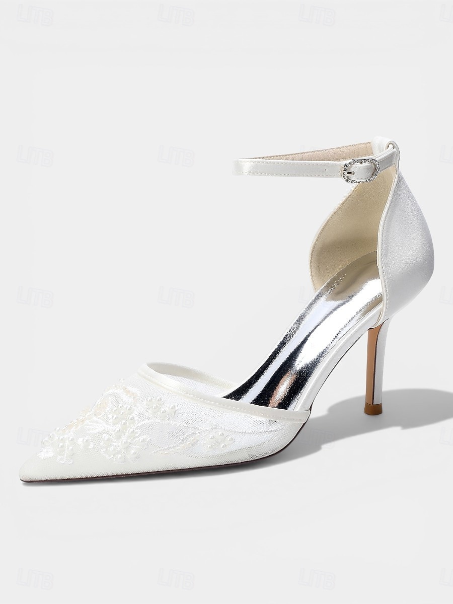Sapatos de salto agulha bordados em azul marinho para mulheres – elegantes sapatos de festa com tira no tornozelo. de 2026 por $59.99 –P5