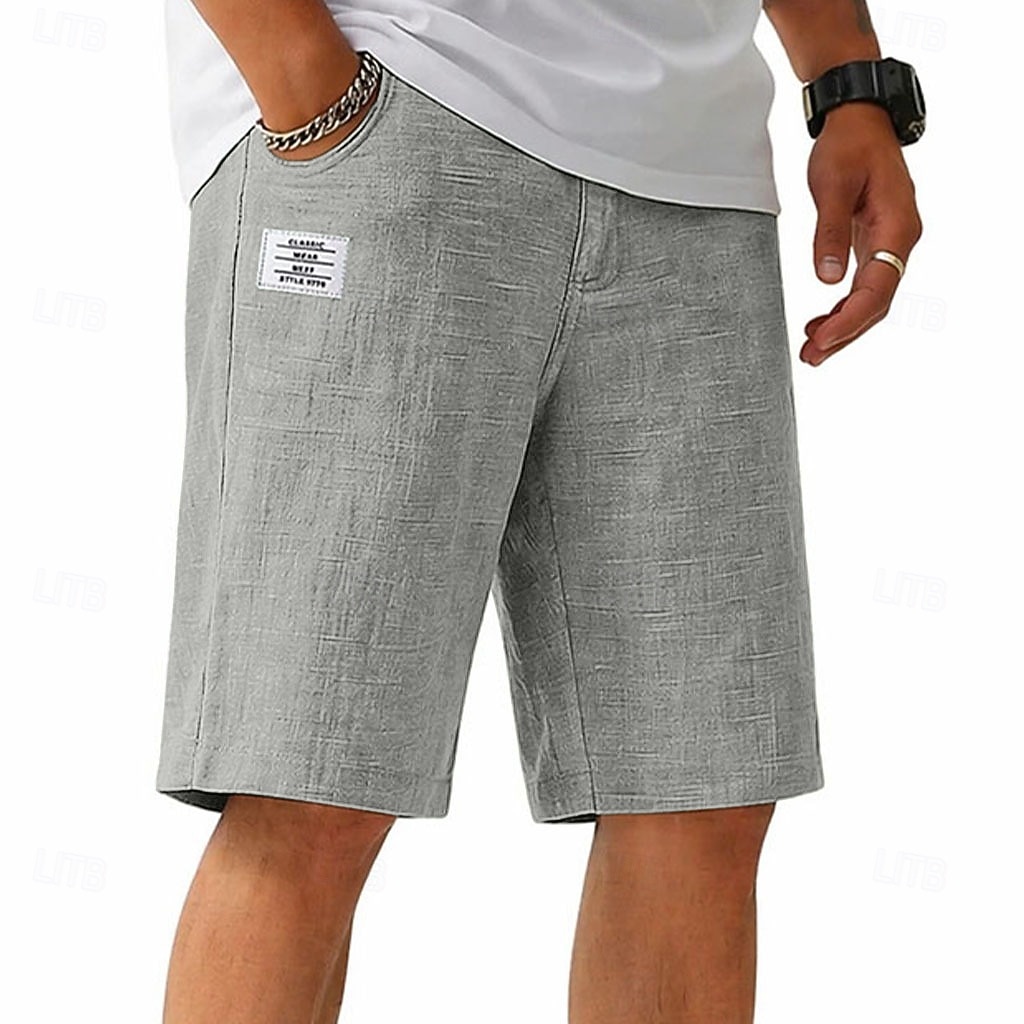 Hombre Pantalón corto Pantalones cortos de lino Pantalones cortos de verano Pantalones cortos casuales Correa Cintura elástica Plano Ligero Transpirable Longitud de la rodilla Diario Exterior Festivos 2026 - $22.99 –P6