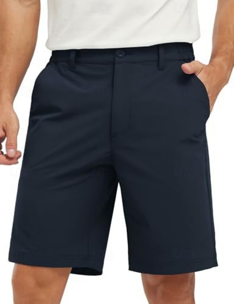 Men's Dress Shorts Business Casual Shorts Golf Shorts Pocket Elastic Waist Plain Waterproof Comfort Knee Length Outdoor Business Work Fashion Streetwear Black Navy Blue Inelastic 2026 - $24.99 –P7