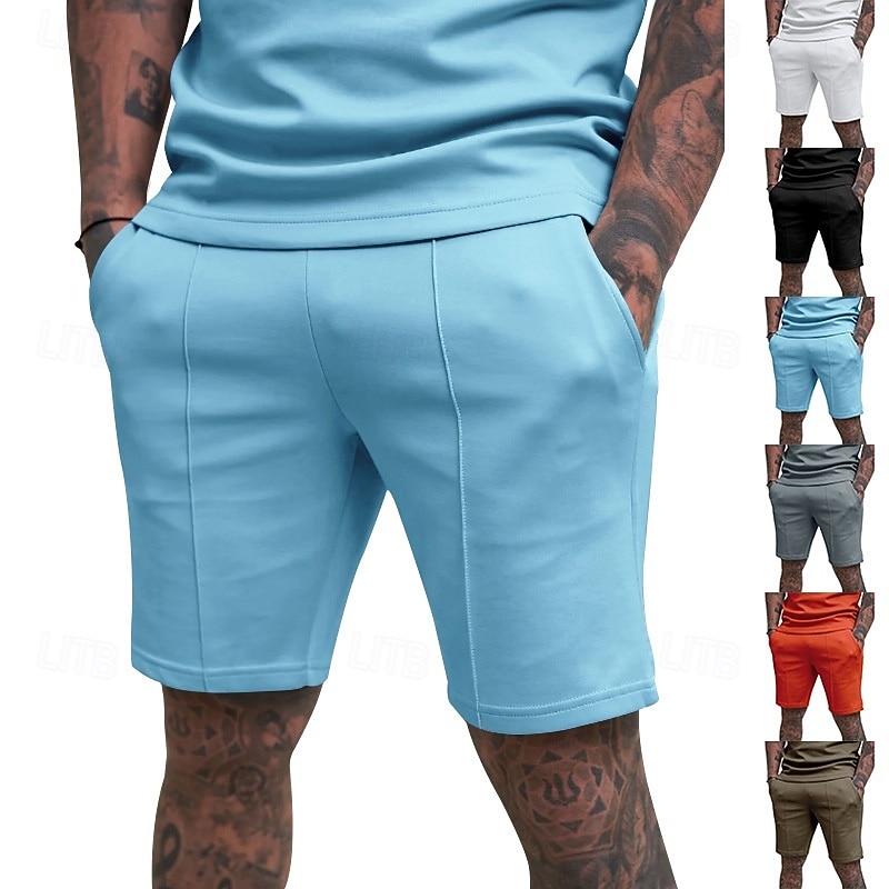 Voor heren Sweat short Korte broek Zomer korte broeken Casual korte broek Zak Elastische taille Effen kleur Comfort Ademend Knielengte Casual Buiten Vakantie Vakantie Modieus Zwart Wit Micro-elastisch 2026 - $17.99 –P1