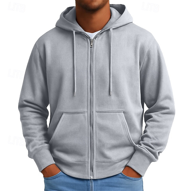 SoftFade™ Men's Hoodie Full Zip Hoodie Blue Black Gray Hooded Plain Zip Up Casual Daily Sports & Outdoor Vintage Cool Sportswear Spring &  Fall Clothing Apparel Hoodies Sweatshirts  Long Sleeve 2026 - $34.99 –P4