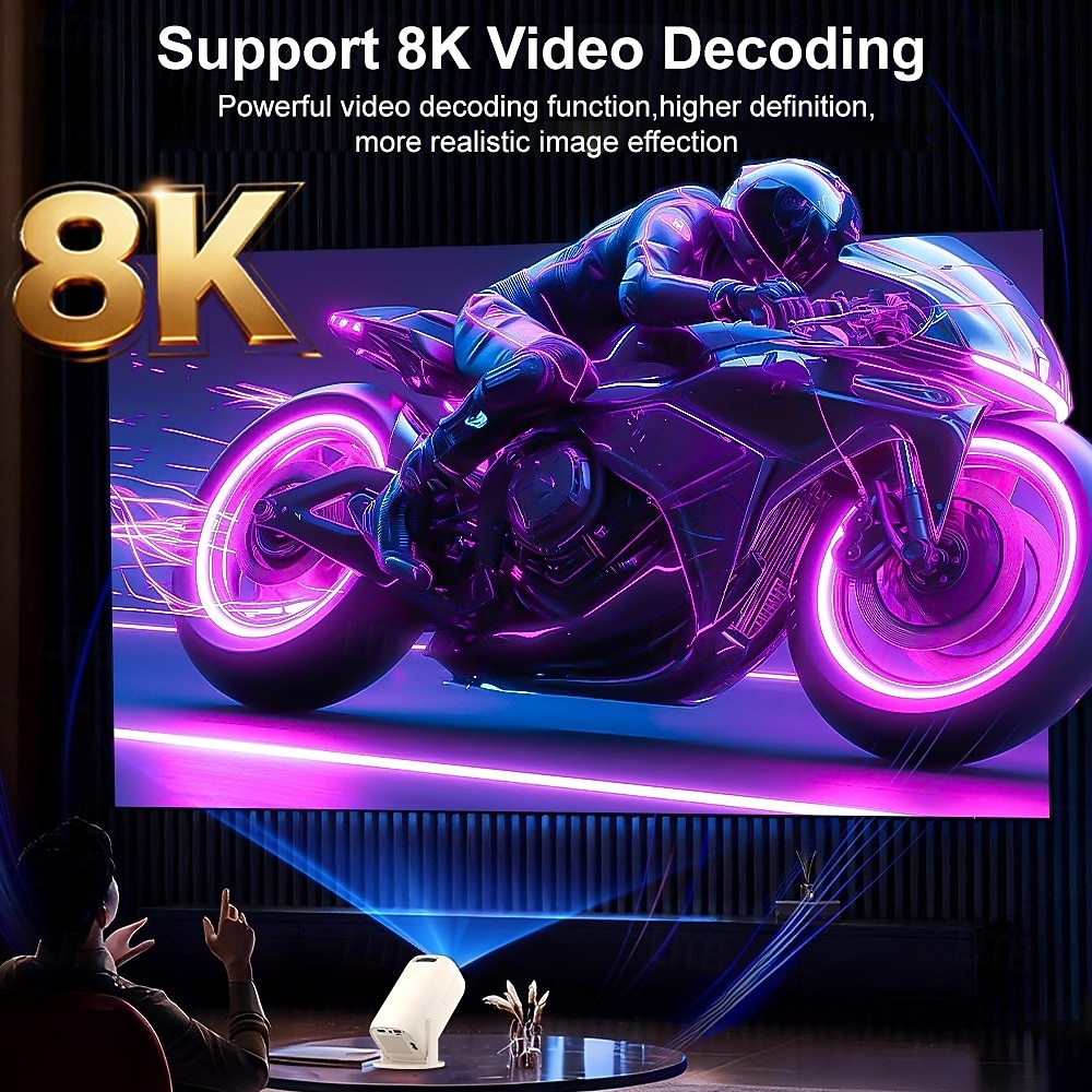 Smart Projector with Android 14, WiFi 6, BT 5.2, 180° Rotating Portable Projector, 8K Decoding, 200 ANSI Lumens, Movie Projector for Home, Outdoor, TV Stick, iOS, Android, Allwinner H723 Chip 2026 - $86.99 –P6