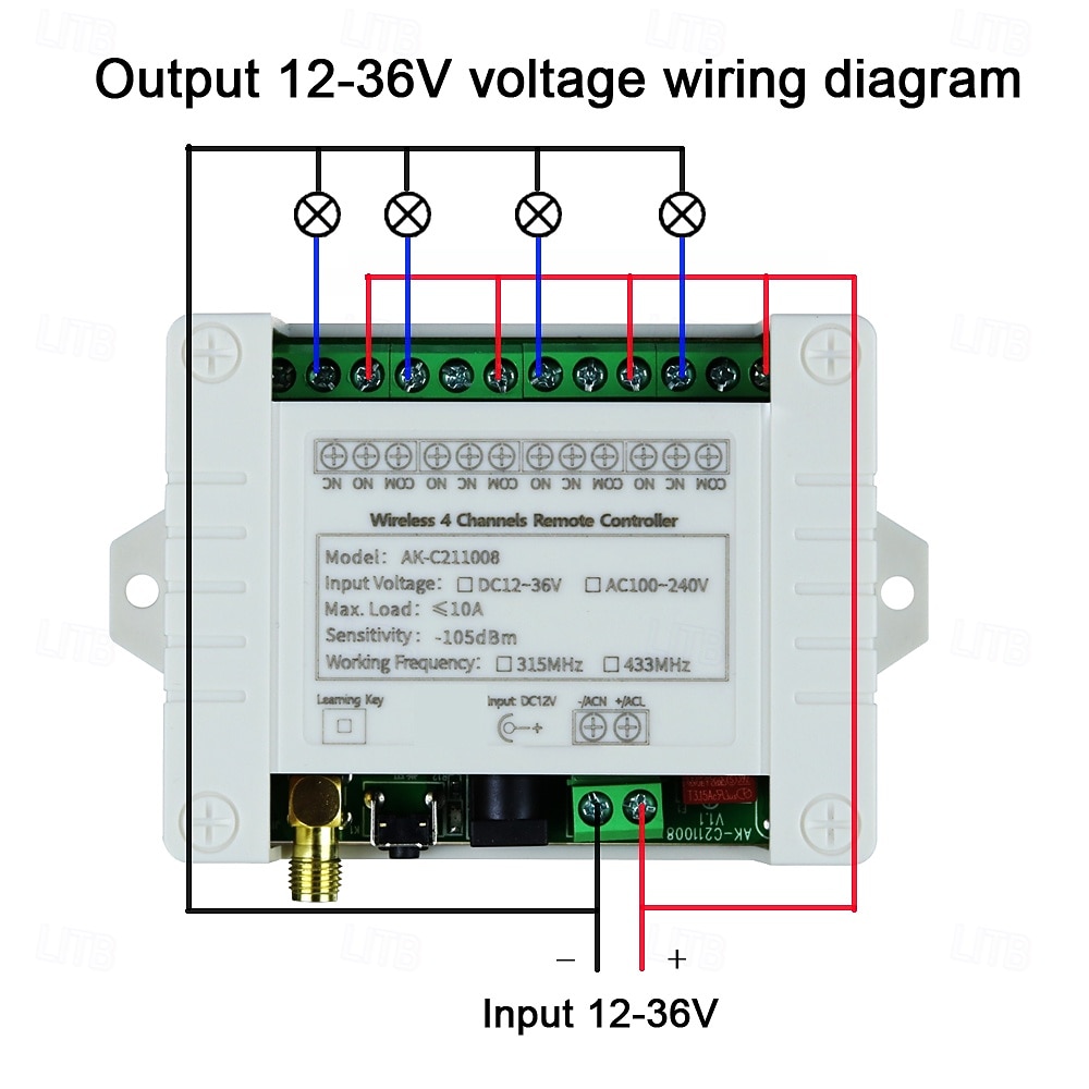 DC 12V 24V 36V 4-Channel Wireless Remote Control Switch, 433MHz RF Relay Receiver Module with 2 Long Range Antennas & 4-Button Transmitter, 10A Controller for Garage Gate Lights DIY 2026 - $25.99 –P7
