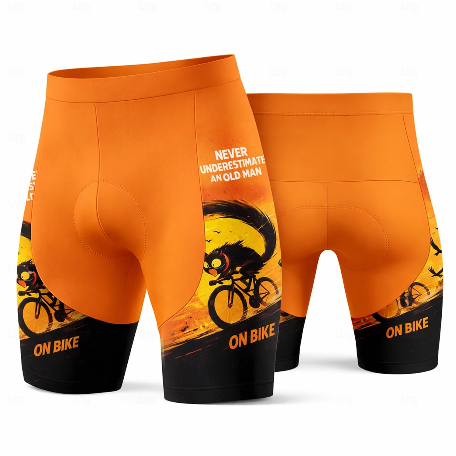 Herre Katt Bokstav & Nummer Sykkelveishorts Sykkelshorts Fôrede sykkelshorts Sykkel Shorts Bunner Slank Fasong sport 3D Pute Hurtigtørkende Svettereduserende Fukttransport Svart / Oransje Klær 2026 - $27.99 –P1