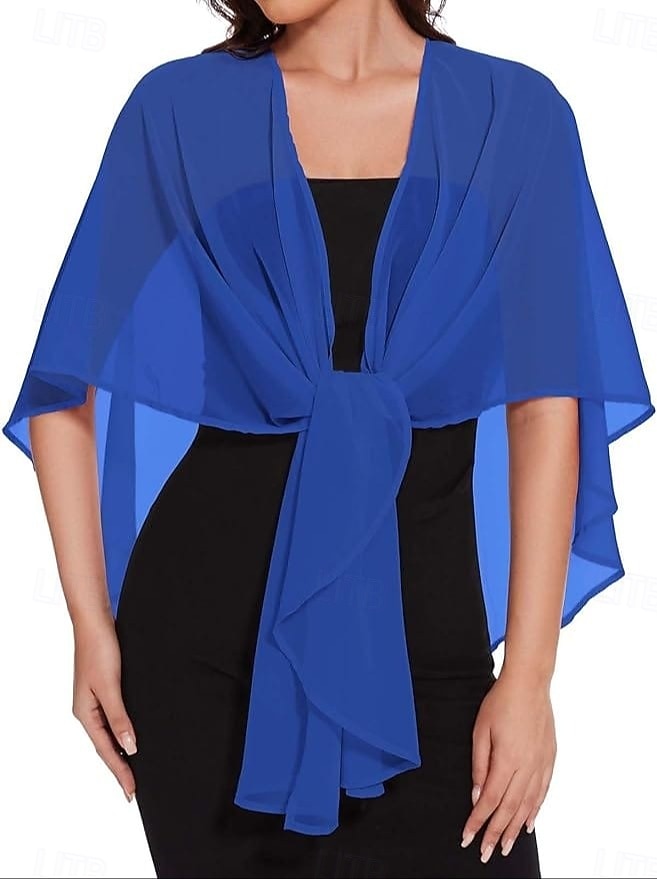 Sjalar Bolero Mammas Wraps Bridal's Wraps Bröllopsgästs wraps Elegant damer Formell Stil Ärmlös Chiffong Brudsjalar Med Ren Färg Till Dagligen Vår & sommar 2026 - $34.99 –P5