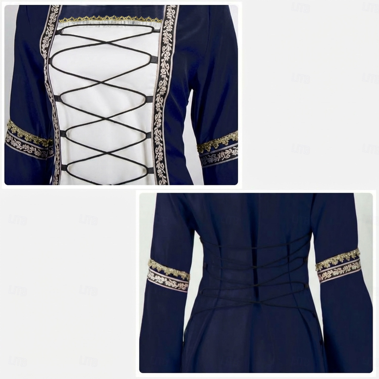 Medieval Renacimiento Vestidos Disfraz de lujo Bruja Vikingo Disfraz Mujer Celta Fantasía Víspera de Todos los Santos Carnaval Rendimiento LARP Feria Ren Adulto Vestido 2026 - $46.99 –P12