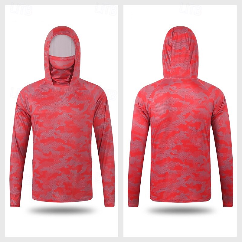 Homens Camisa de Trilha Camisa de pesca Camisa com proteção UV Manga Longa Com Capuz Blusas Ao ar livre Proteção Solar UV Respirável Verão Primavera Terileno Preto Branco Vermelho Pesca Alpinismo de 2026 por $31.99 –P3