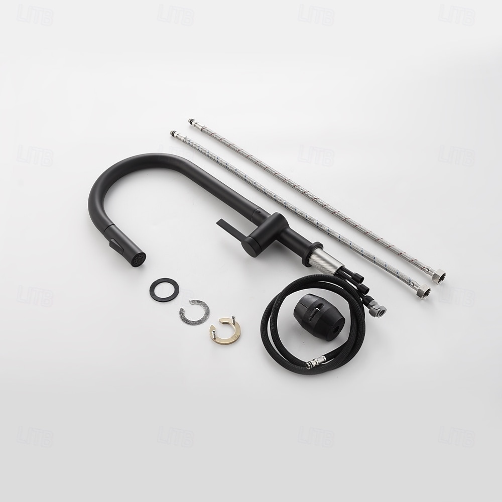 Кухонный смеситель с выдвижным распылителем, однорычажный смеситель с высоким изливом для мойки, прочная латунная конструкция, двухфункциональная распылительная головка, простая установка. 2026 - $216.99 –P9