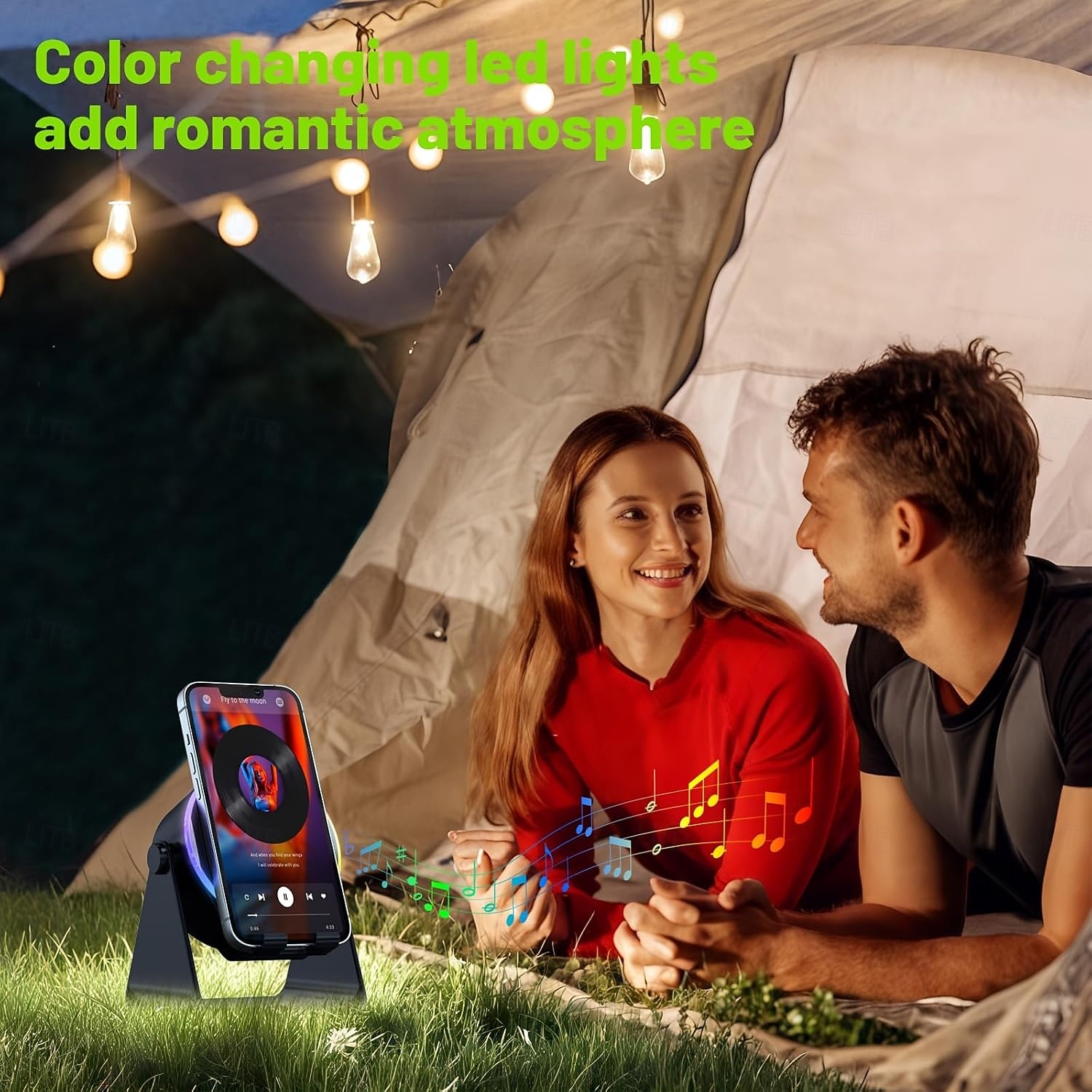 Bezdrátový indukční reproduktor se stojánkem na telefon, přenosný stereo zesilovač otočný o 360 stupňů, RGB světlo, bezdrátové připojení 5.3, ideální pro muže, ženy, teenagery, kuchyň a koupelnu 2026 - $19.99 –P8