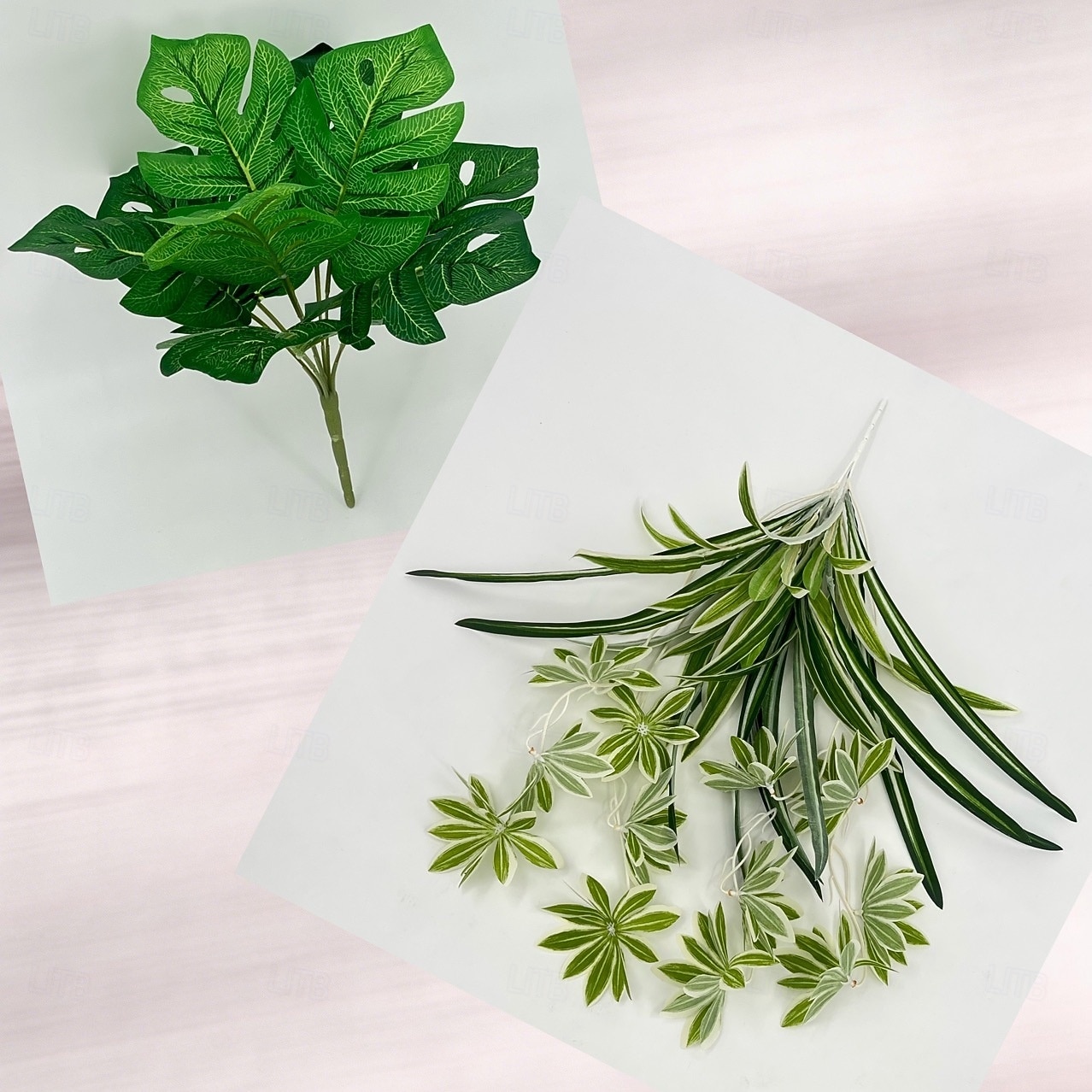 Sada 2 ks = pavoučí rostlina + monstera, umělé závěsné rostliny v severském stylu, UV odolná venkovní zeleň pro domov, obývací pokoj, dekoraci na balkon, vhodné na Valentýna, Velikonoce atd. 2026 - $16.99 –P8