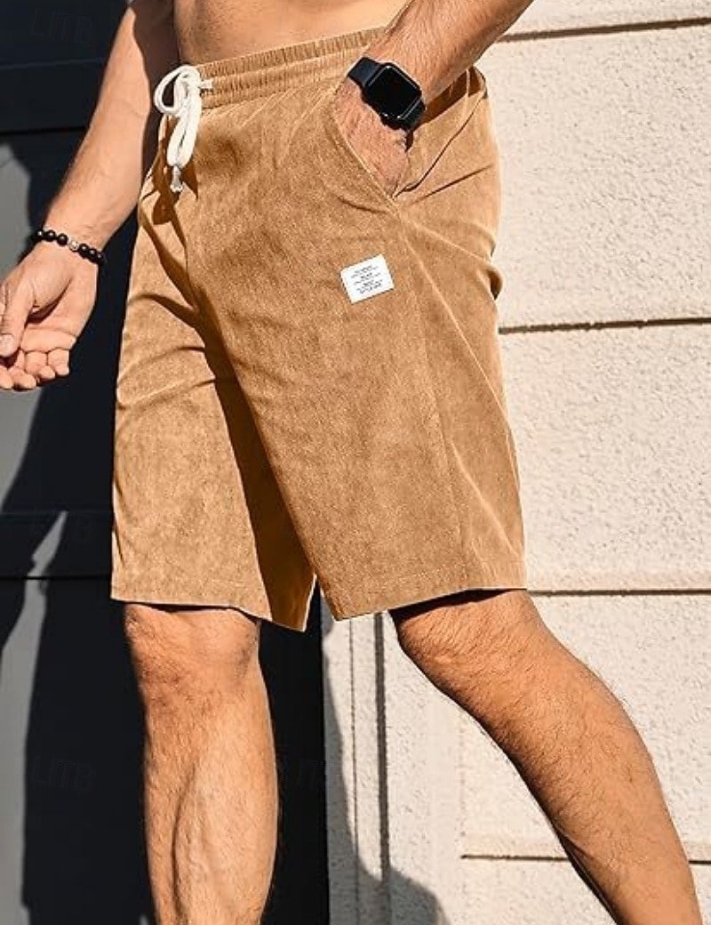 Per uomo Shorts Shorts da Spiaggia Pantaloncini casual Pantaloncini di velluto a coste Tasca Elastico in vita Semplice Comodità Traspirante Lunghezza al ginocchio All'aperto Spiaggia Vacanza Vacanza del 2026 a $21.99 –P5