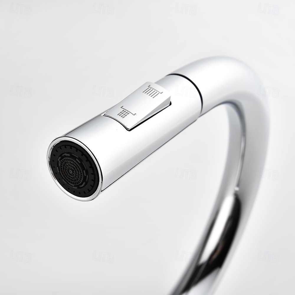 Кухонный смеситель с выдвижным распылителем, однорычажный смеситель с высоким изливом для мойки, прочная латунная конструкция, двухфункциональная распылительная головка, простая установка. 2026 - $216.99 –P7