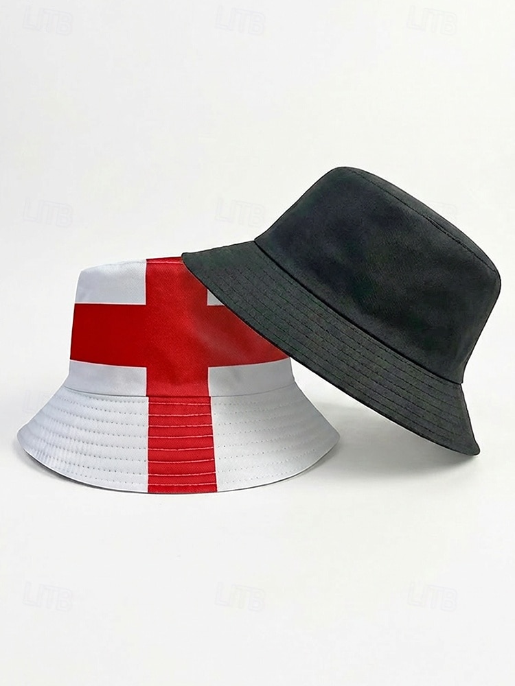 Herr vändbar polyesterkeps, tryckt med Englands flagga, lätt fotbollsfankeps för matchdag, supportrar, fritidssporter, utomhuskläder 2026 - $11.99 –P4