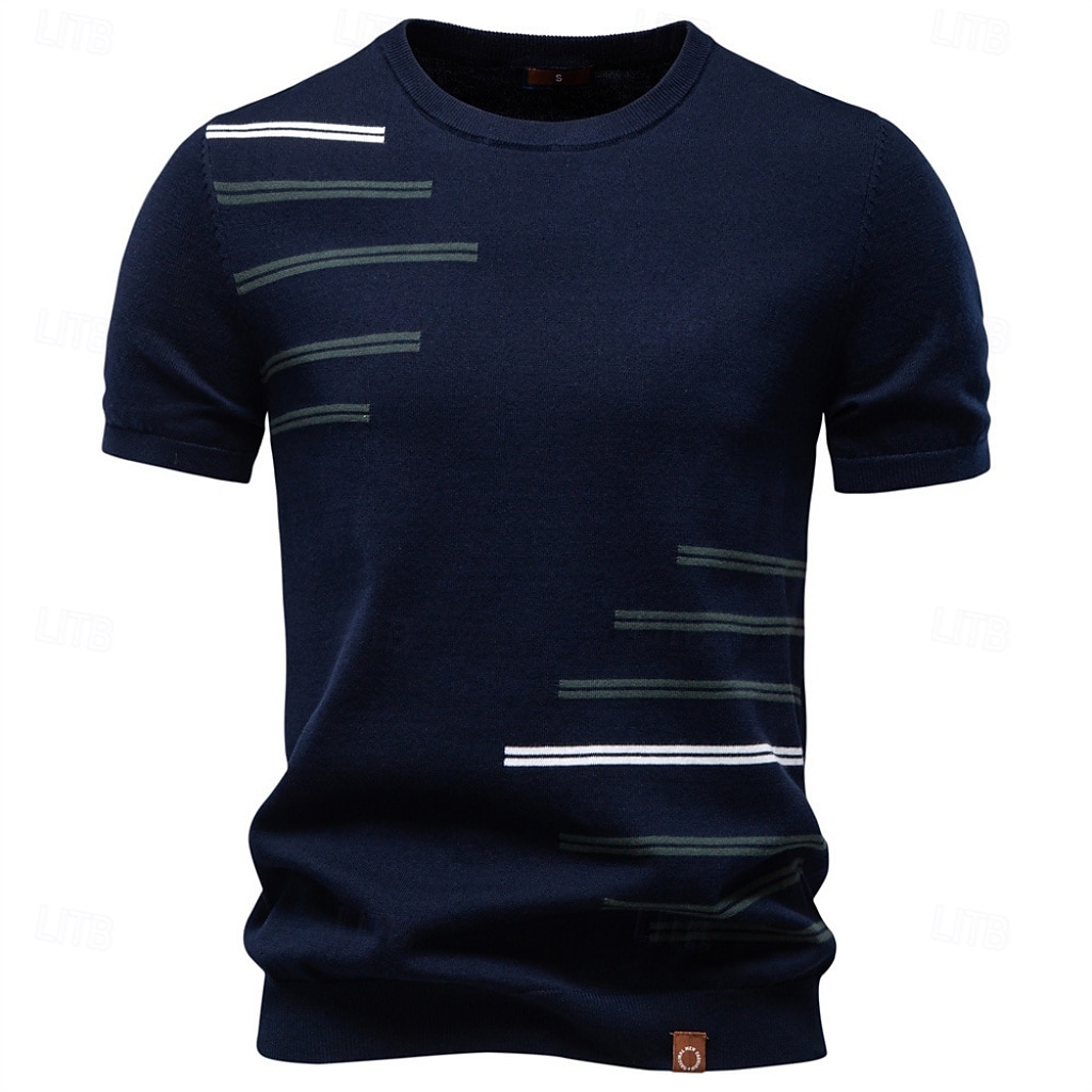 Homens Camiseta Camisa de manga curta T-shirt Manga Curta Gola Redonda Verão Primavera Listrado Roupa de rua à moda Moderno Patchwork Casual Diário Ao ar livre Branco Top Tee para Homens de 2026 por $33.99 –P1