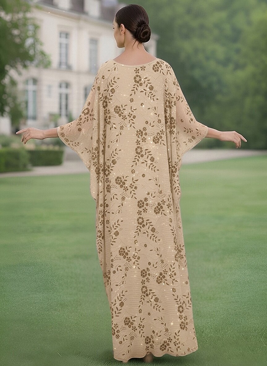 Linea ad A Abito Lunghezza al pavimento Abito da invitata a nozze Abito Formale Abito da sera Abito da cerimonia per signora Mezza Manica Scollo a Barca Elegante Semplice Abbellito Formale Chiffon del 2026 a $182.99 –P4