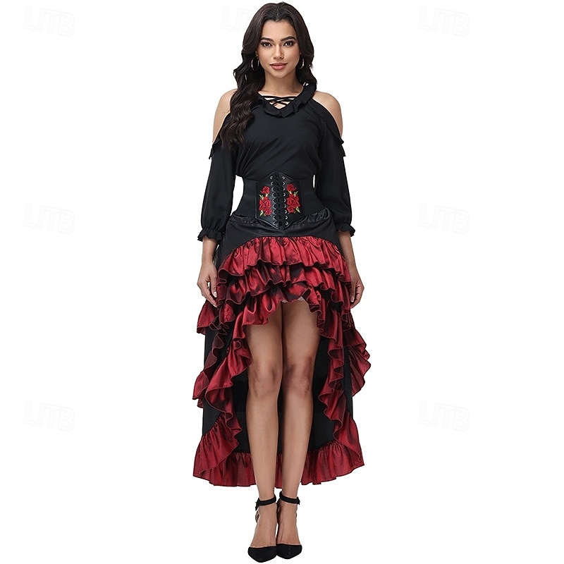 Set Medievale Rinascimento Gonna Blusa / Camicia Corsetto con accessori Pirata Costume Per donna Costumi da pirata Halloween Carnevale Mascherata Fiera Rinascimentale Festa a tema retrò Adulti Blusa del 2026 a $58.99 –P9
