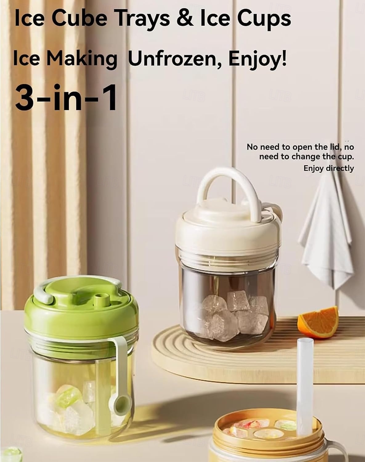3-in-1 Water Bottle Ice Cube Tray with Straw & Lid, Portable Touch-Free Iceball Kettle, Reusable Storage Bottle, Easy Press to Release Silicone Icing Tray for Gym, Travel, Juice & Coffee 2026 - $10.99 –P8