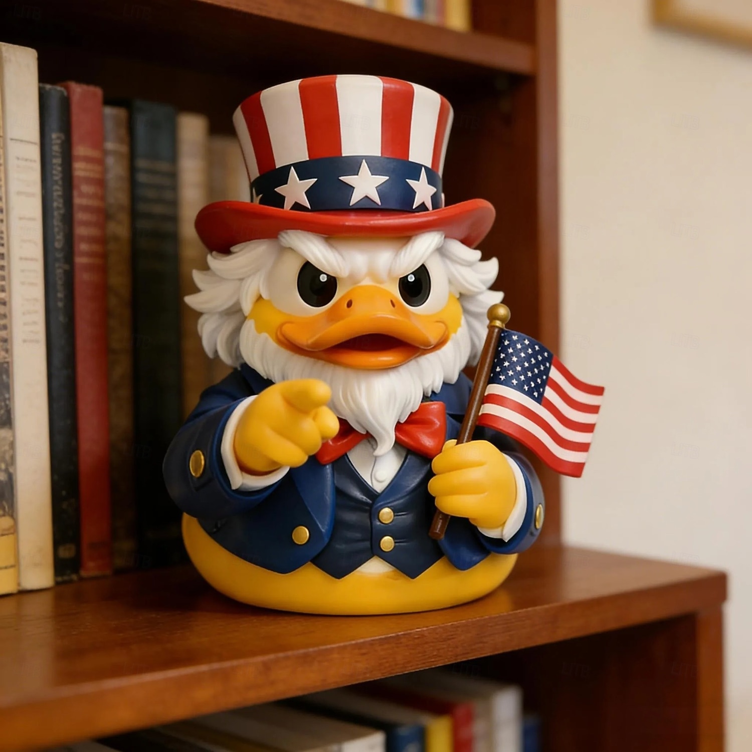 Figurine d'oncle canard patriotique, statuette amusante d'oncle canard avec drapeau américain &Chapeau haut-de-forme, décorations du 4 juillet, décoration intérieure américaine originale, décoration de 2026 ? $22.99 –P2