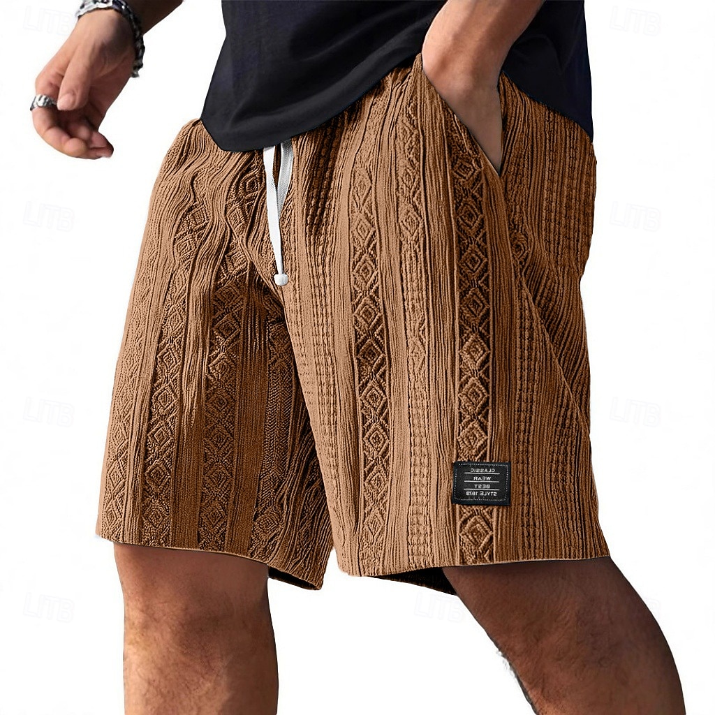 Men's Shorts Summer Shorts Beach Shorts Casual Shorts Jacquard Pocket Elastic Waist Jacquard Comfort Breathable Knee Length Casual Outdoor Beach Vacation Fashion Blue Black Micro-elastic 2026 - $23.99 –P9