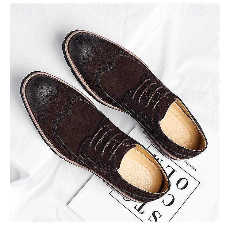 Miesten ruskeat siipikärkilliset brogue-puvunkengät, klassiset nauhalliset business-kengät, muodolliset oxfordit kypsille miehille, toimistovaatteet, häät, juhlat ja smart casual -tapahtumat 2026 - $59.99 –P4
