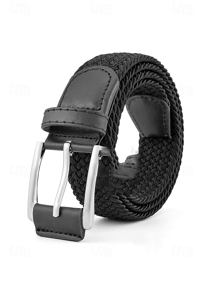 Geflochtener Herren-Stretchgürtel mit Kunstlederbesatz, verstellbarer, gewebter Freizeitgürtel in verschiedenen Farben für den Alltag, Strandurlaub, Reisen und Resort-Looks 2026 - $11.99 –P9