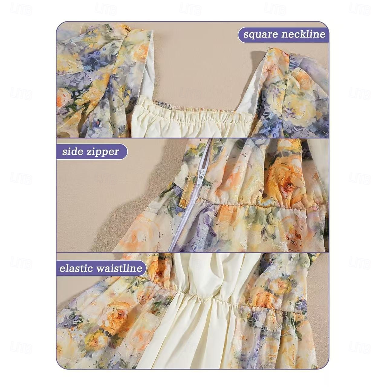 Médiéval Renaissance 19ème siècle Longueur au sol Robe Manches courtes Princesse Floral Imprimé Floral Col carré Déguisement Femmes Carnaval Foire de la Renaissance LARP Soirée à thème rétro Adulte de 2026 ? $83.99 –P7