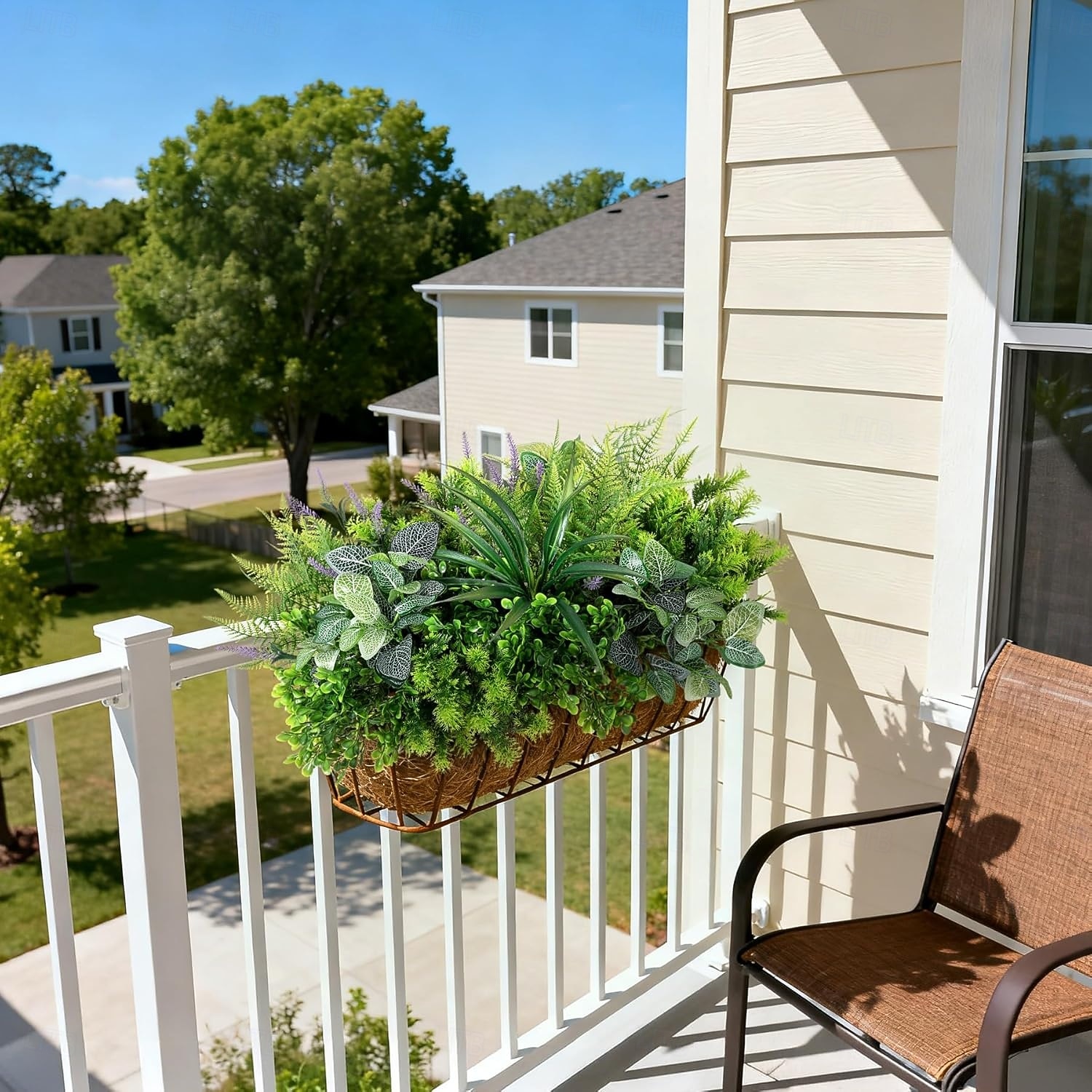Venkovní umělé rostliny odolné proti UV záření - 12 kytic, realistické umělé eukalyptové kapradiny, levandulové zeleně na terasu, zahradu, přední verandu, dekoraci, odolné proti povětrnostním vlivům, 2026 - $22.99 –P4