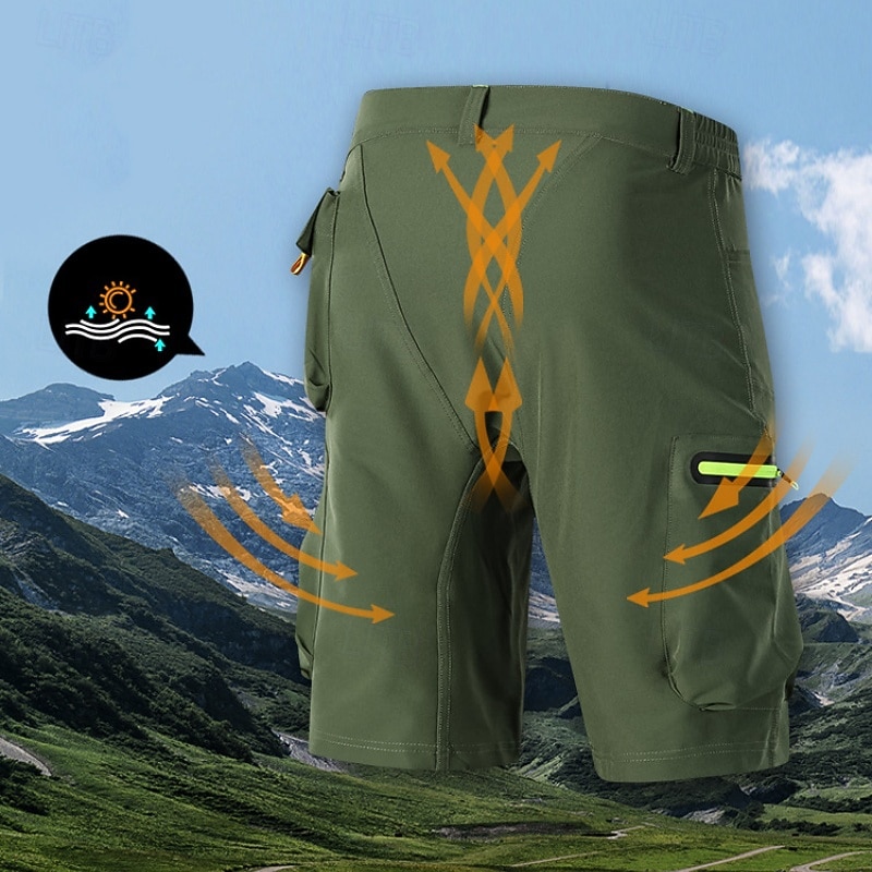 Herre Helfarge MTB-shorts Sykkelshorts Sykkel Shorts Løstsittende shorts Slimfit sport Hurtigtørkende Vanntett Glidelås Pustende Svart Militærgrønn Klær Sykkelklær 2026 - $35.99 –P7