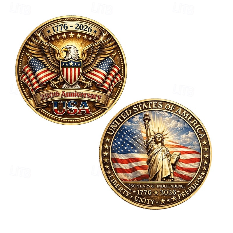 Pièce commémorative du 250e anniversaire des États-Unis, pièce de collection patriotique ornée d'un aigle, de la liberté et du drapeau américain, souvenir en métal durable à exposer, 1776-2026 de 2026 ? $19.99 –P1